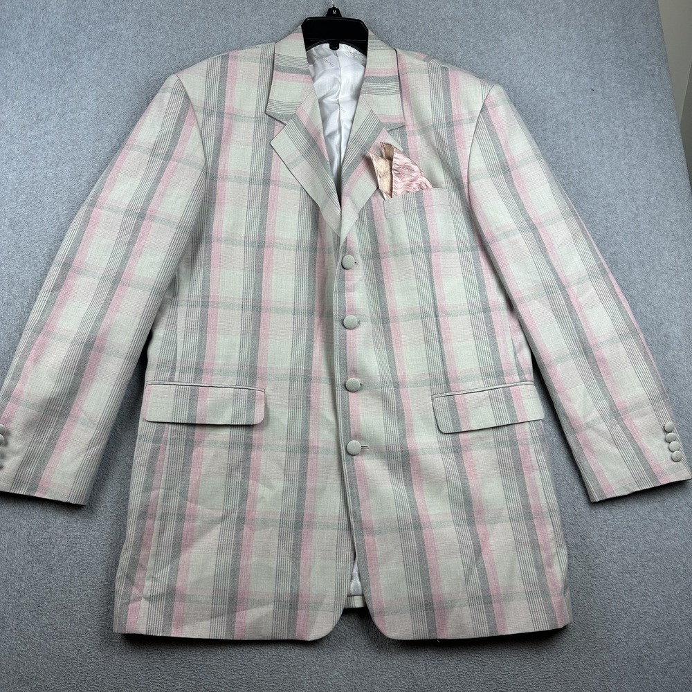 Stacy Adams Pastel Pink and Cream Plaid Sport Coat